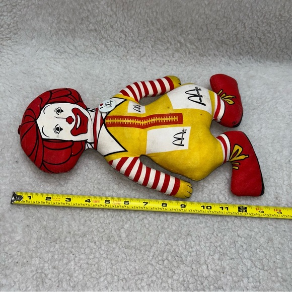 Ronald McDonald 80's plush flat stiff stuffed pillow 13" with McDonald pin READ - Picture 6 of 12